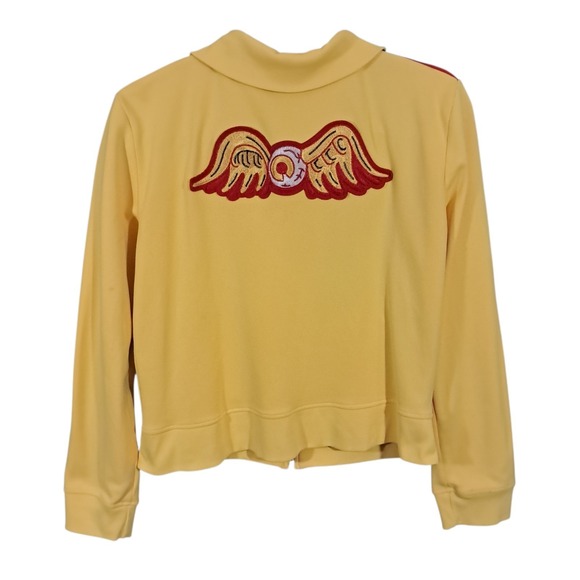 Vintage 2000s Von Dutch Full Zip Track Jacket Yellow Retro Y2K Biker Baddie - Picture 2 of 13